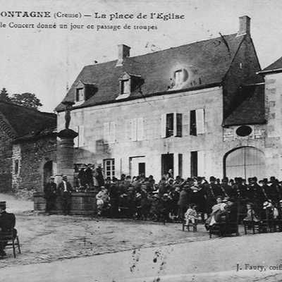 Place de l'église - Passage des troupes